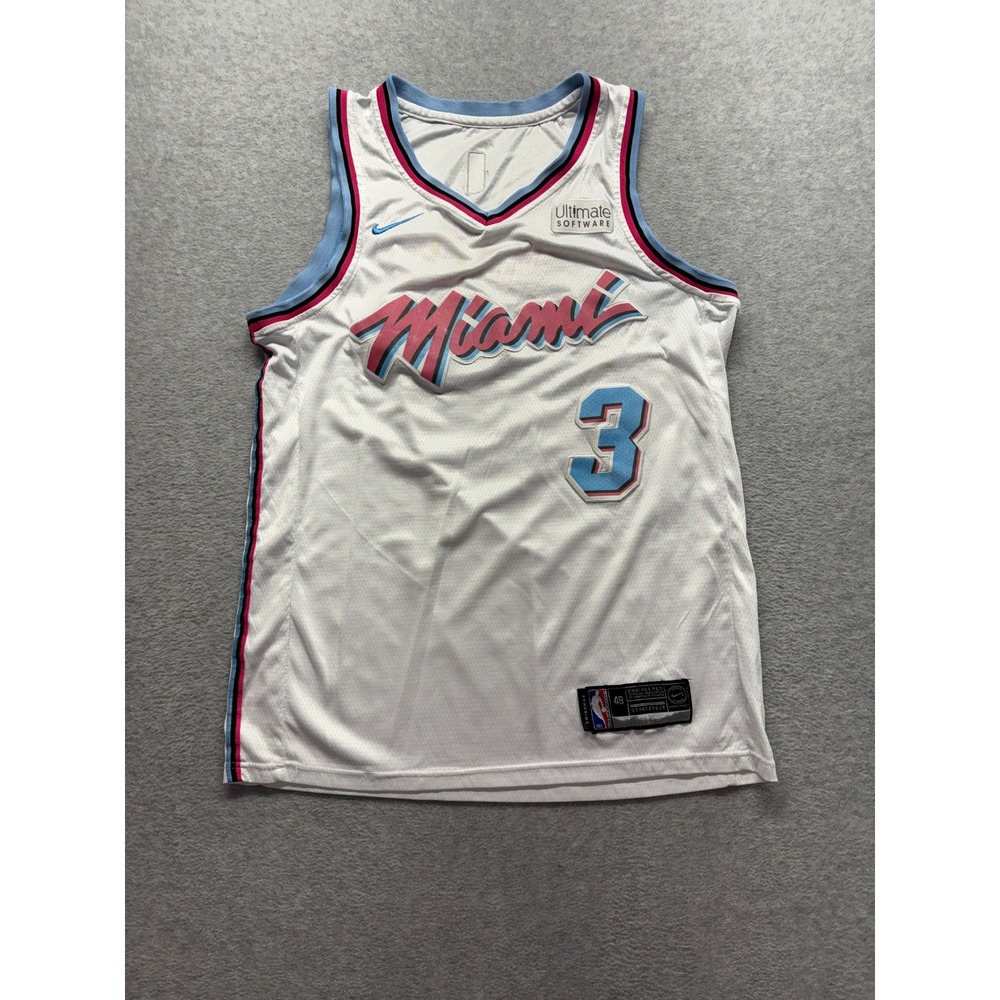Nike Miami Heat Dwyane Wade Vice City Jersey White Pink Blue Mens 48 L Swingman